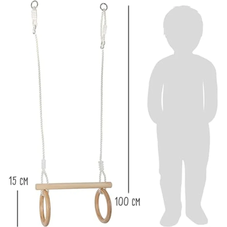 small foot 11909 - Trapez mit Turnringen, 2in1 Schaukel, Holz – Bild 6