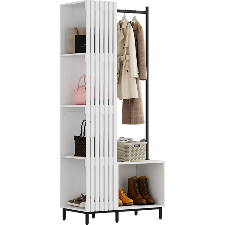 Garderobe Zinto Weiß 80 x 187 cm mit 5 Ablagefächern Vicco – Bild 5