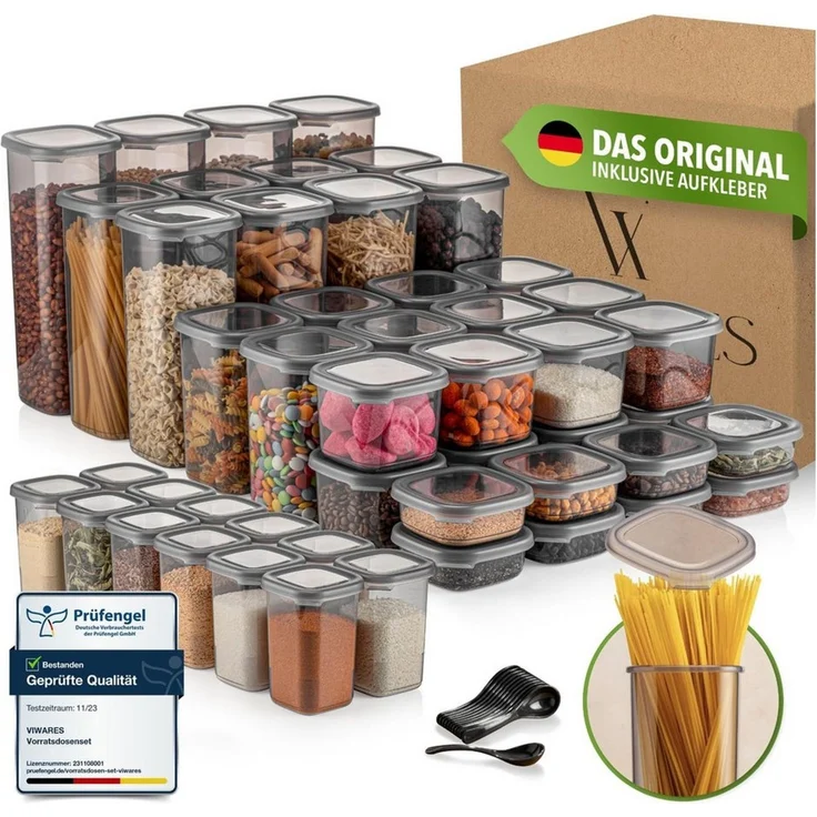 Viwares Vorratsdose Viwares Praktisches Vorratsdosen-Set Mix Eck 48er PEGGY, (Set, 48-tlg, Peggy), Einheitliche Deckel – Bild 5
