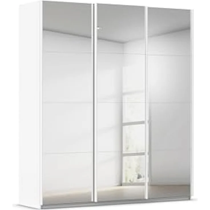 Rauch Möbel Kulmbach, Kleiderschrank mit Schwebetüren für Schlafzimmer, Kinderzimmer, Jugendzimmer, Garderobe, Flur, 3-türig, mit Spiegel, Zubehör Basic, Farbe Weiß, Breite 203 cm – Bild 1