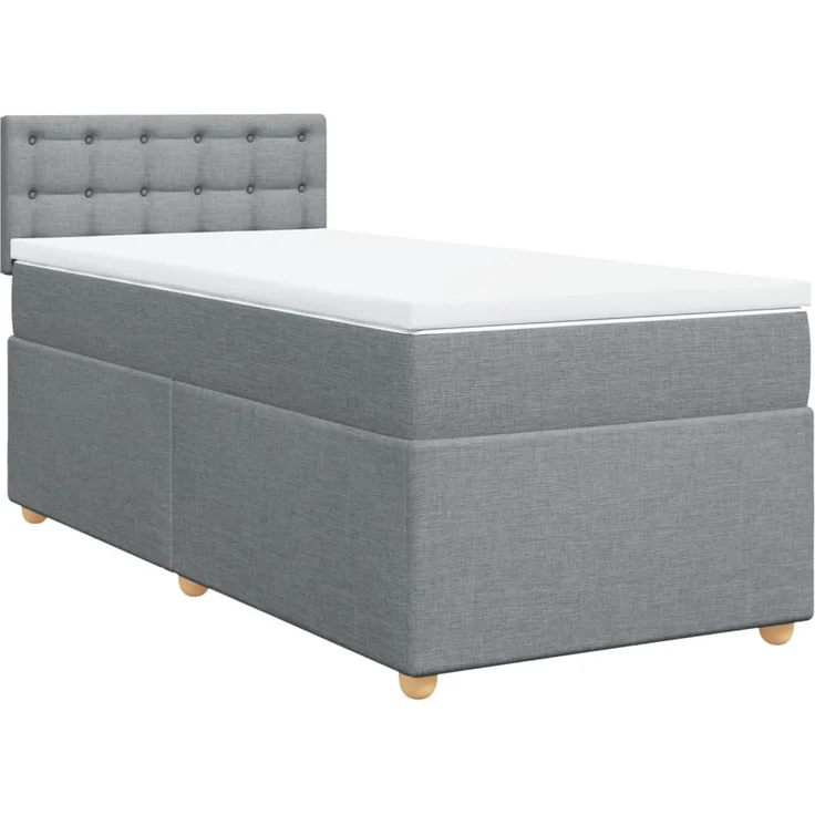 vidaXL Boxspringbett mit Matratze Hellgrau 100x200 cm Stoff 3288905 – Bild 3