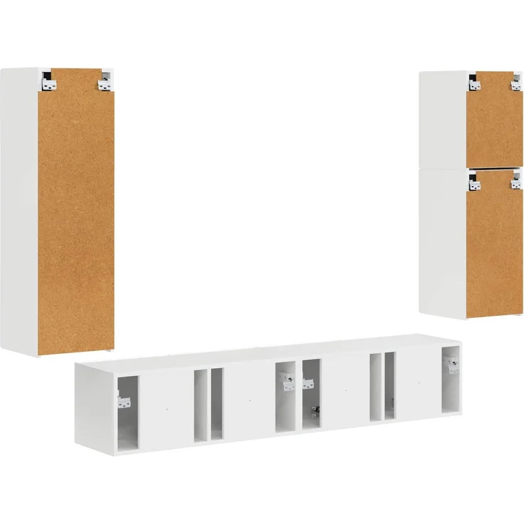 vidaXL TV-Schrankset Wandmontiert 4 pcs Hochglanz Weiß Holzwerkstoff 3409037 – Bild 10