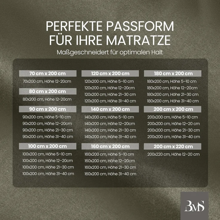 Mako-Satin Spannbettlaken dark olive 160x200cm – Bild 5