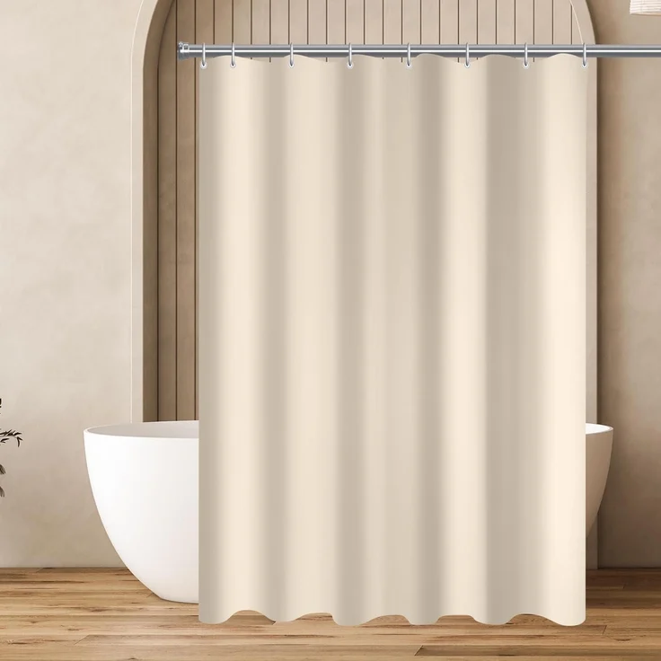 Duschvorhang 90x90 cm Beige Antischimmel Textil mit Beschwerter Saum – Bild 1