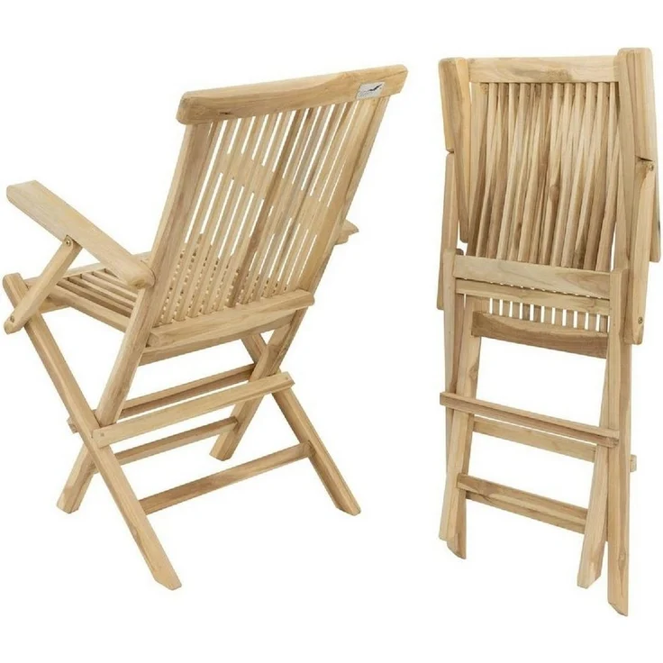 VCM Gartenstuhl 2er Gartenstuhl Hochlehner Klappstuhl Holz Teak – Bild 2