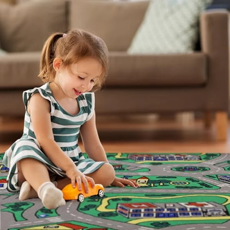 Primaflor Interaktiver Spielteppich CITY - 200x300 cm, Made in Europe Kinderteppich mit Straßenmotiv, Hochwertiger Straßen-Teppich für Kinder- und Spielzimmer, Spielmatte für Jungen und Mädchen – Bild 9