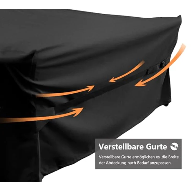 Dokon Gartenmöbel Abdeckung mit Belüftungsöffnungen Wasserdicht Winddicht UV-Beständiges Schwerlast 600D Oxford Gewebe Schutzhülle für Gartentisch Sitzgruppe, Rechteckig (200 x 160 x 70 cm) - Schwarz – Bild 7