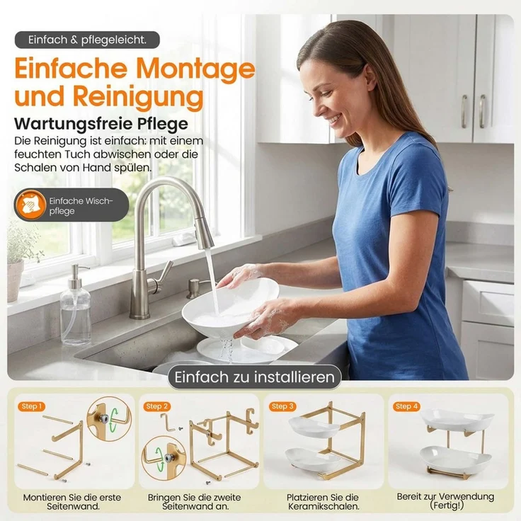 Roxlin Etagere Obstkorb 2 Etagen, Obstständer für Küchenarbeitsplatte, 2-Etagen – Bild 4