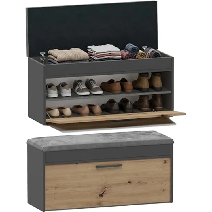 ibonto SCHUHREGAL PARMA Spanplatte Weiß (H 49 x T 35 x B 100 cm) – Bild 2