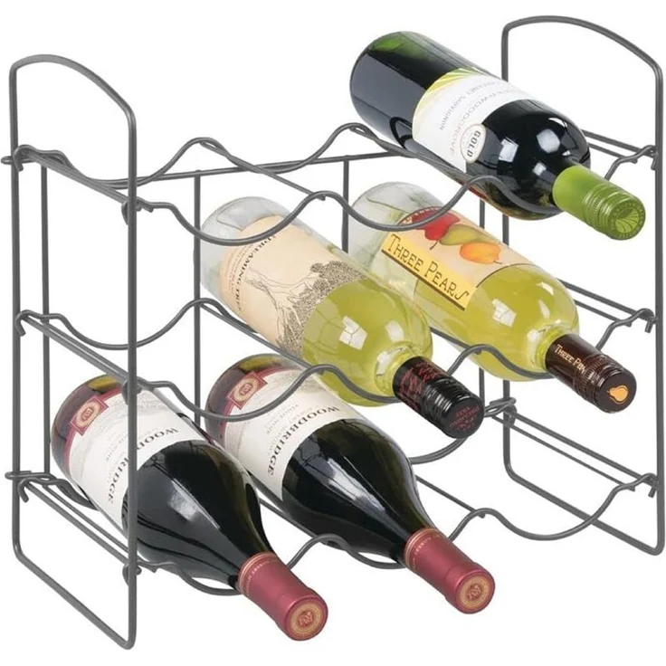 Weinregal Flaschenregal 9 Flaschen Metall mDesign klappbar 37 x 34 cm Dunkelgrau – Bild 7