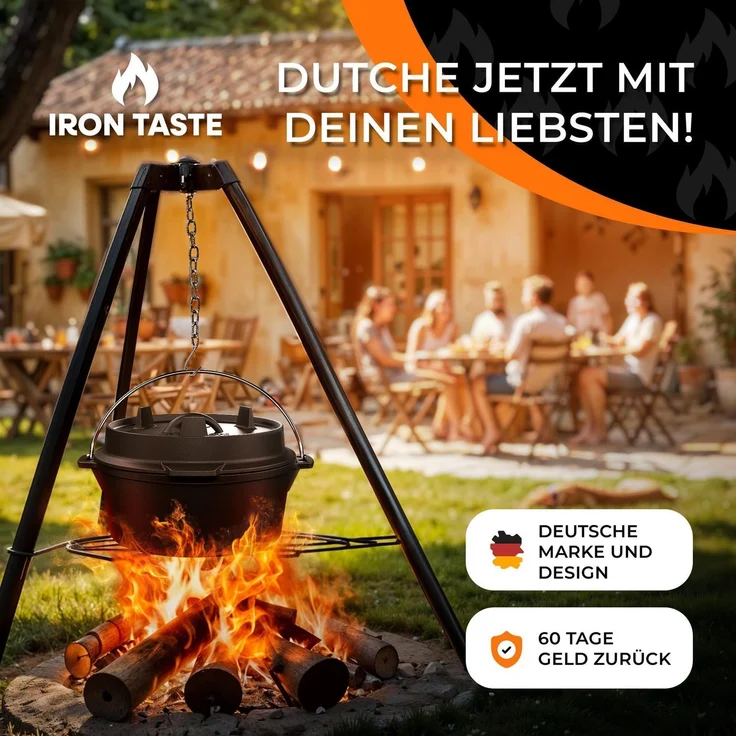 Dutch Oven Iron Taste 9L mit Füßen Deckelheber – Bild 7