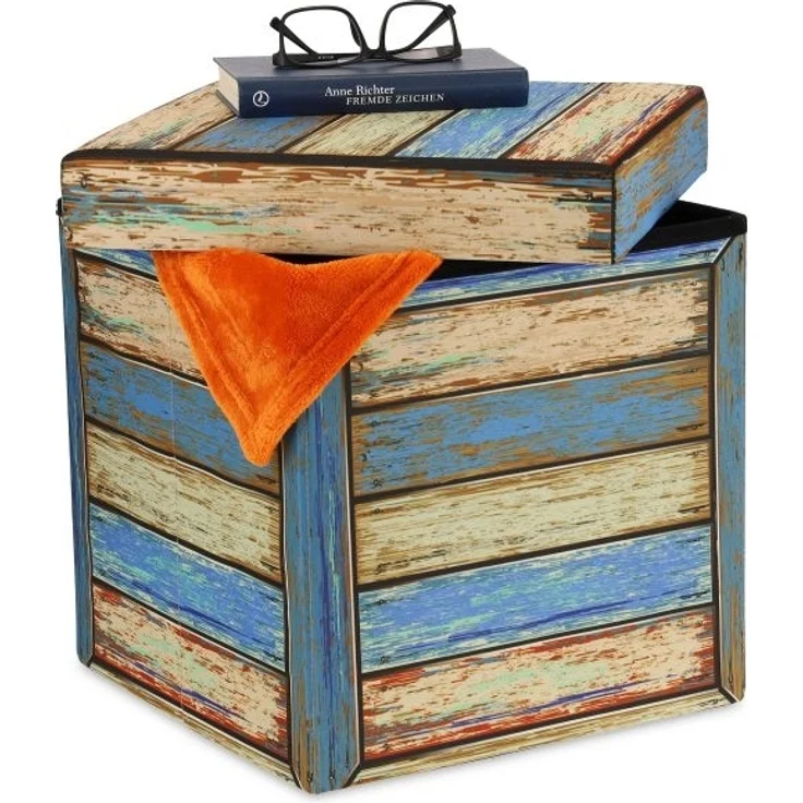 Vintage Sitzhocker mit Stauraum – Bild 1