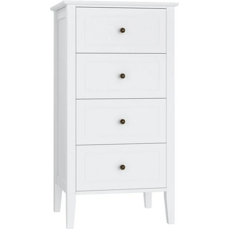 Homfa Kommode, Kommode mit 4 Schubladen, Schubladenschrank schmal, weiß, 50x40x95cm – Bild 4