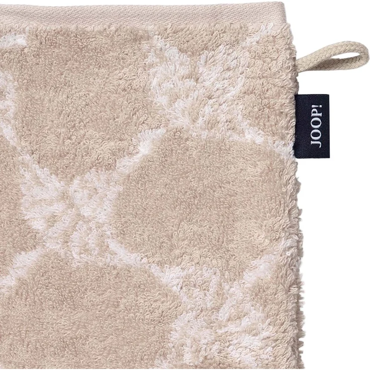JOOP! Waschlappen, 3er Pack - Waschhandschuh, Doubleface, Walkfrottier Beige Cornflower 16x22cm – Bild 3