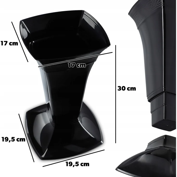 KADAX Vase für Friedhofsgrab, Grabsteinfläschchen, 30 cm, Schwarz – Bild 3