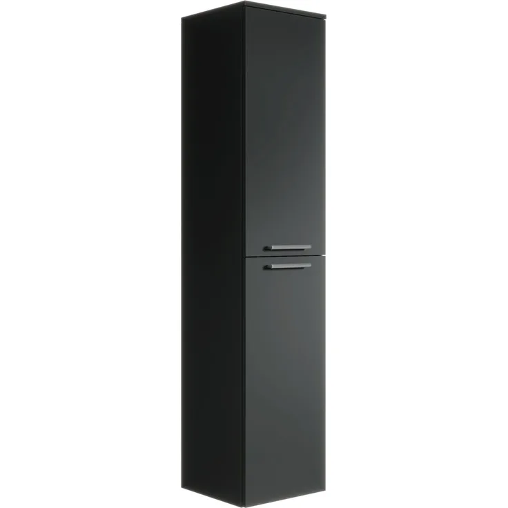 Badezimmerschrank Saturnus 35 x 35 x 130cm - Schwarz Matt - hoher Hängeschrank mit 2 Türen
