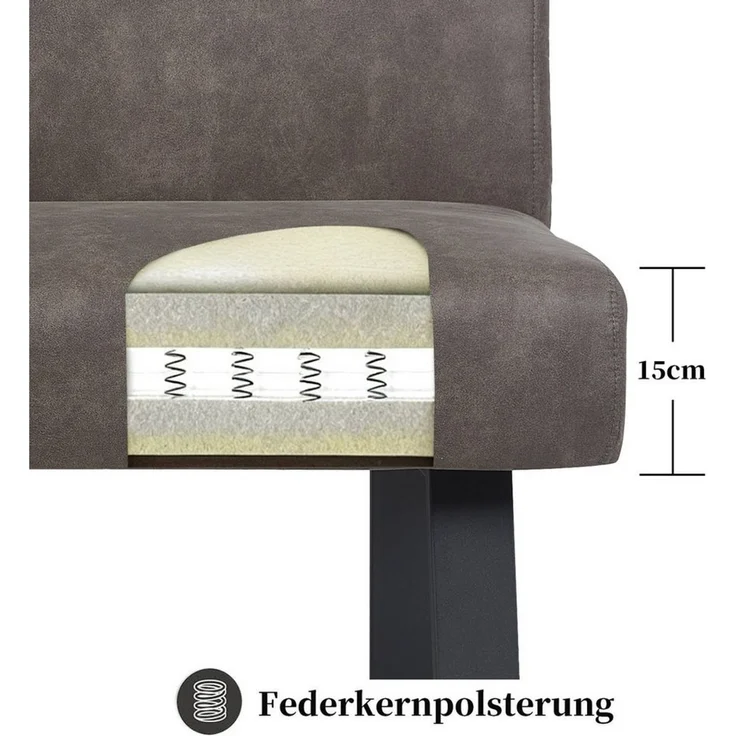 DUBI Möbel Essbank JOYCE, mit Federkernbox gepolstert, mit Rückenlehne, Metallgestell – Bild 3
