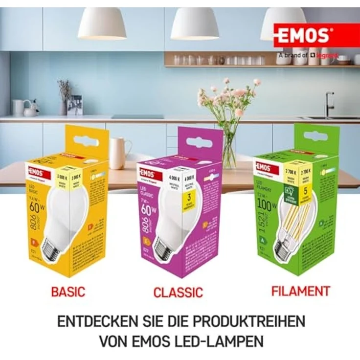 EMOS LED Lampe Candle, 6,5W Ersatz für 60W Glühbirne, Kerzenlampe mit E14 Sockel, Helligkeit 806 lm, Neutralweiß 4000 K, 30000 h Lebensdauer, CRI min. 80, 240° Abstrahlwinkel – Bild 6