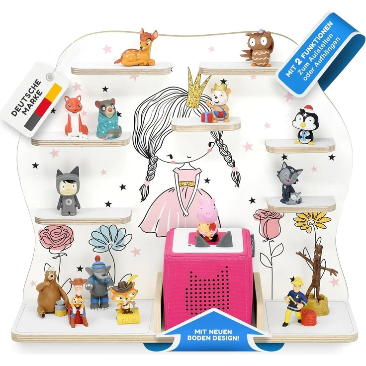 stadtecken Kinder Regal für Musikbox I Geeignet für die Toniebox und ca. 50 Tonies I Perfekte Aufbewahrung für Kinderzimmer I zum Aufstellen oder Aufhängen (Blumenprinzessin, Groß) – Bild 1