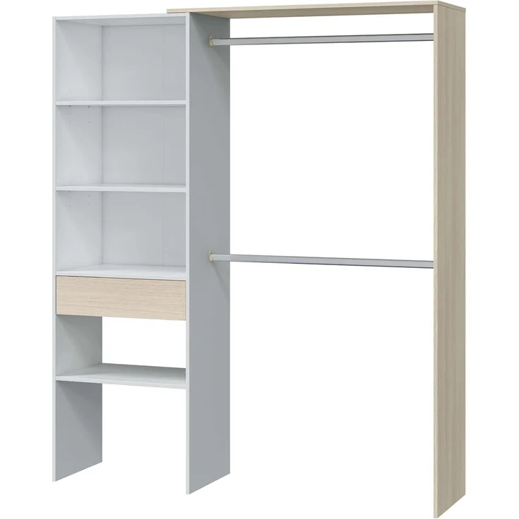 Calicosy 'DRESS' Kleiderschrank Eichenholzoptik und weiß - H187 cm - Weiß – Bild 5