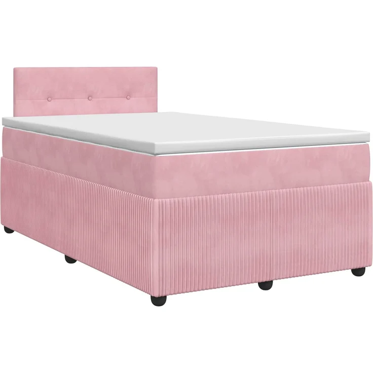 vidaXL Boxspringbett mit Matratze mit Kopfteil Rosa 120 x 200 cm Samt 3451660 – Bild 2