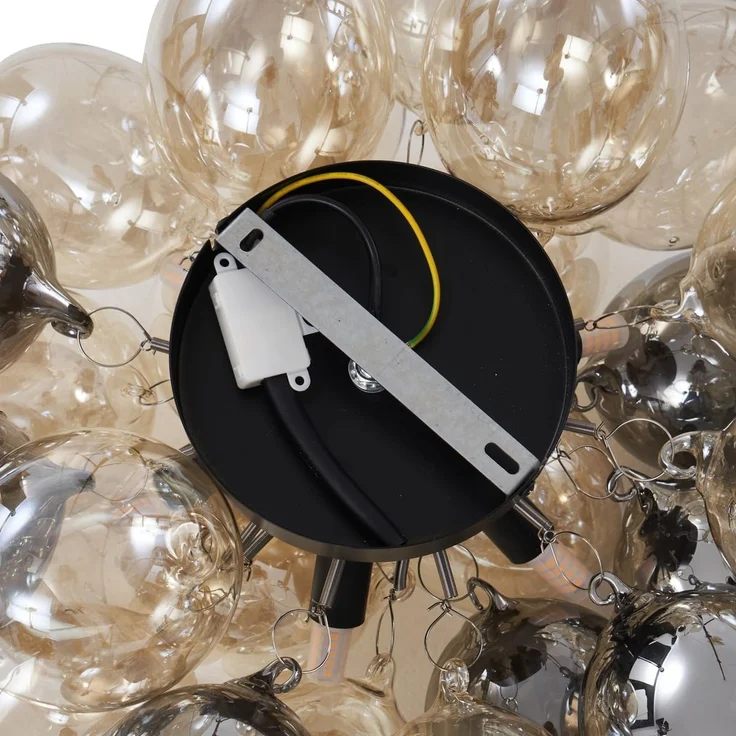 Qazqa Deckenleuchte Uvas, ohne Leuchtmittel, G9, Schwarz, Design, Glas, 6-flammig – Bild 8