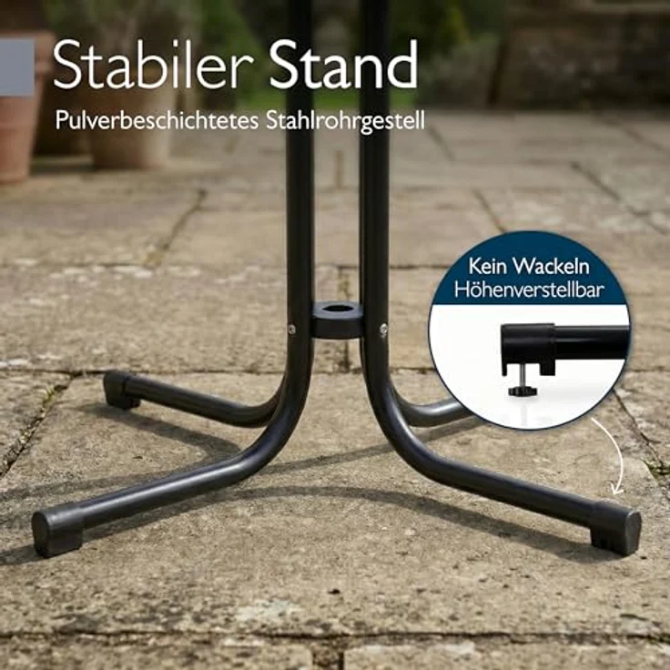 Beautissu Bistrotisch Outdoor Rund Ø 80 cm Wasserfest – Beistelltisch Balkontisch Wetterfest Gartentisch Rund Klappbar 70 cm hoch – Campingtisch Partytisch Esstisch Gastro – Schwarz Bistroni – Bild 4