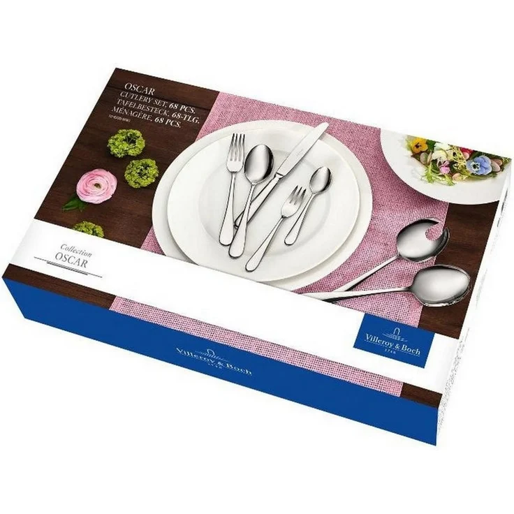 Villeroy & Boch – Oscar Tafelbesteck 68 teilig 12 Personen, Spülmaschinenfest, Rostfrei, Besteck Edelstahl, Essbesteck, Besteckset, Messer, Gabel, Löffel, Küchen Besteck Set, Edelstahl – Bild 2
