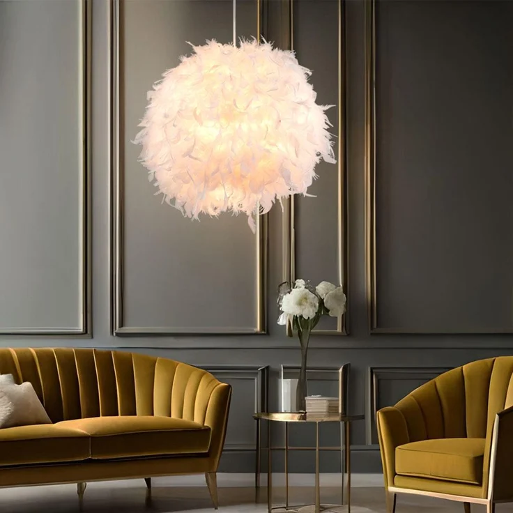 Pendelleuchte, Feder-Design, weiß, D 60 cm – Bild 8