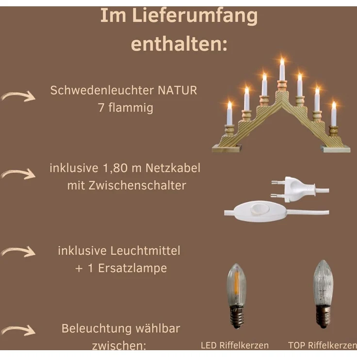 Weigla LED Lichterbogen Schwede, Made in Germany (1-tlg), 7-flammig – Bild 2