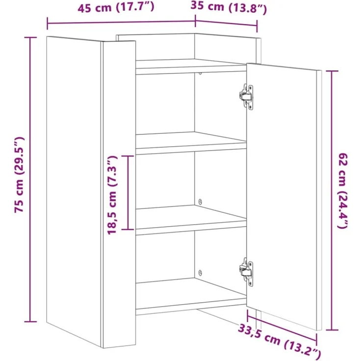 vidaXL Sideboard Sonoma-Eiche 45x35x75 cm Holzwerkstoff 848397 – Bild 7