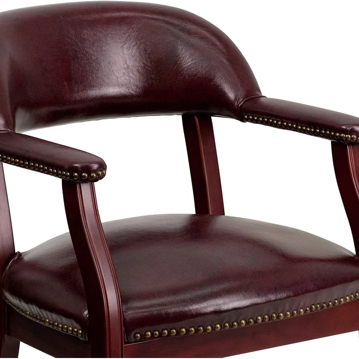 Flash Furniture Sarah Oxblood Konferenzstuhl, Vinyl, luxuriös, mit Akzent-Nagelbesatz und Rollen – Bild 6