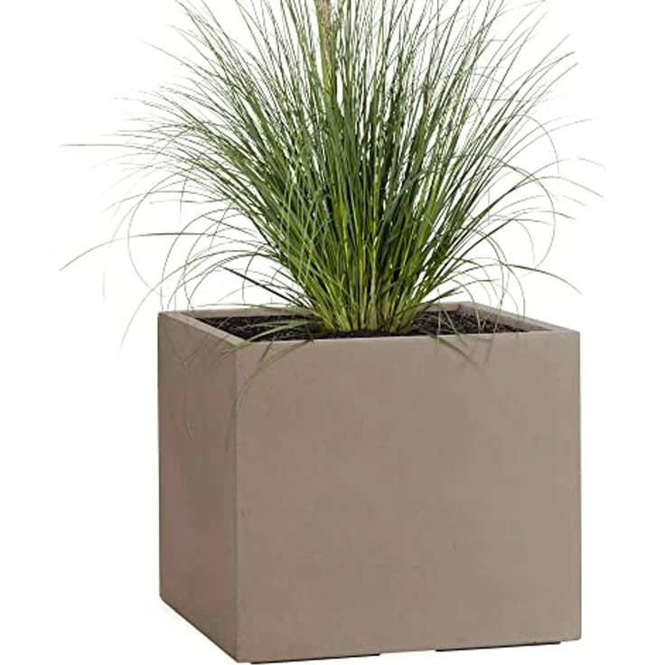 Pflanzwerk® Pflanzkübel CUBE Premium Fiberglas Blumenkübel Frostbeständig mit Lotus-Effekt, Lotus-Effekt - Handgefertigt - Eckig - Frostbeständig – Bild 1