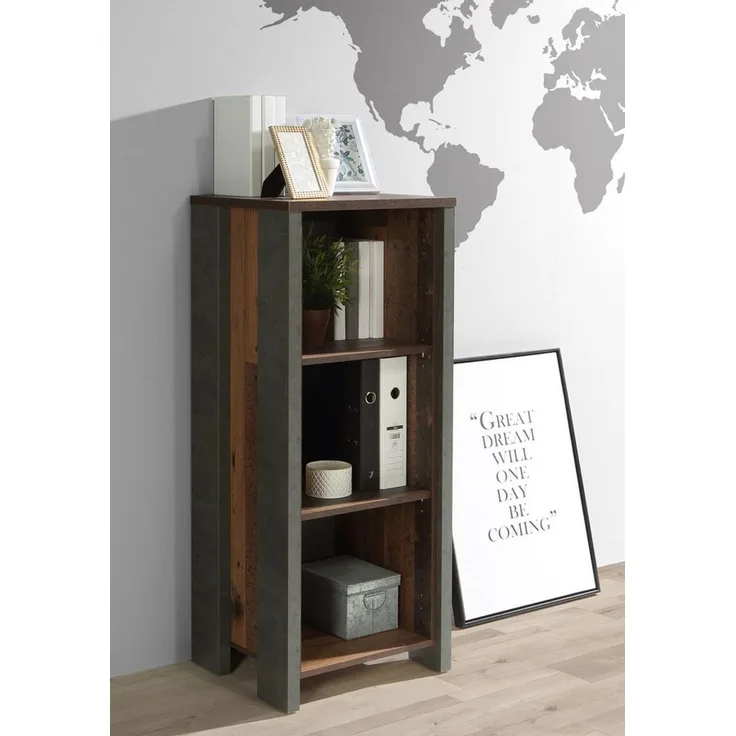 Forte Möbel 'Clif' Aktenregal, Bücherregal, old wood/ Beton Optik, ca. 115 cm hoch