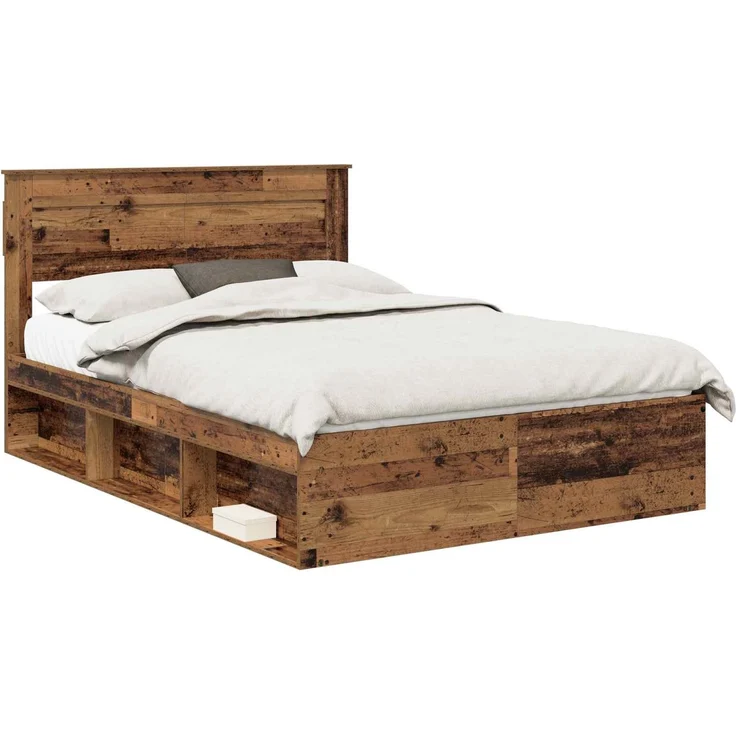 vidaXL Bettrahmen Altholz 150 x 200 cm Massives Kiefernholz 3409749 – Bild 1