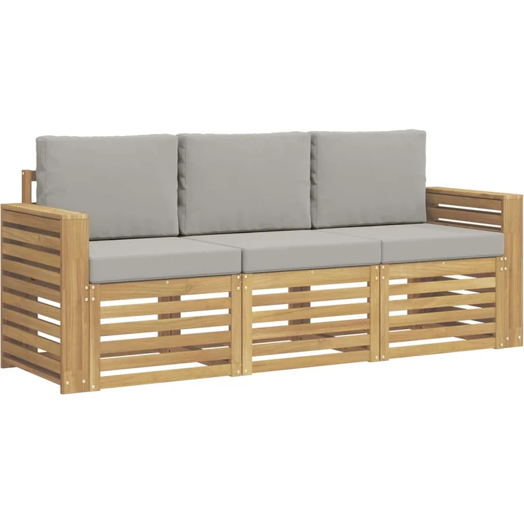 vidaXL Outdoor-Sofagarnitur 3 stk. 3-Sitzer Weiß und Hellgrau 3391321 – Bild 2