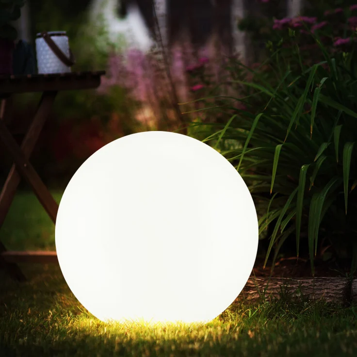 8x LED Solarleuchte, Kugel weiß, DM 20 cm, H 62 cm – Bild 4