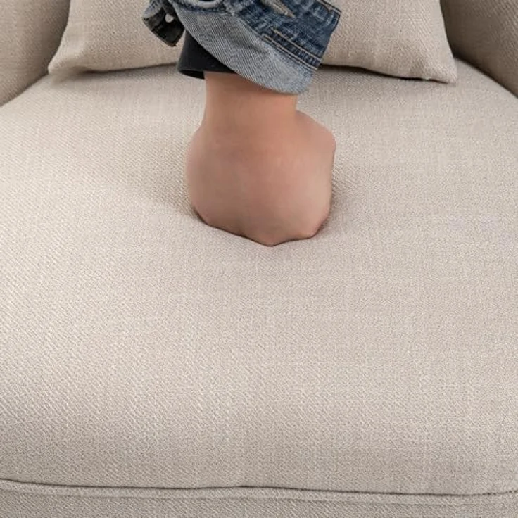 HOMCOM Relaxsessel Sessel mit Rückenkissen, Loungesessel mit Leinenoptik (Fernsehsessel, 1-St, Postersessel), für Wohnzimmer, Schlafzimmer, 52,5 x 69 x 77 cm, Cremeweiß – Bild 10