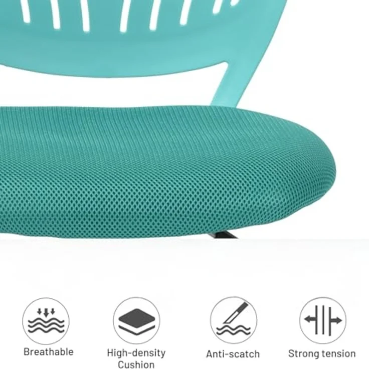 FurnitureR Kinder Schreibtischstuhl, höhenverstellbarer Drehstuhl mit kleinem Loch Rückenlehne Design, geeignet für Kinderzimmer oder Arbeitszimmer, grün I – Bild 4