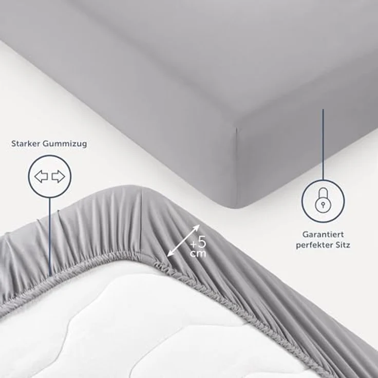 Blumtal® Spannbettlaken - Microfaser - Ökotex zertifiziert - 90x200cm - grau - atmungsaktiv und pflegeleicht – Bild 3