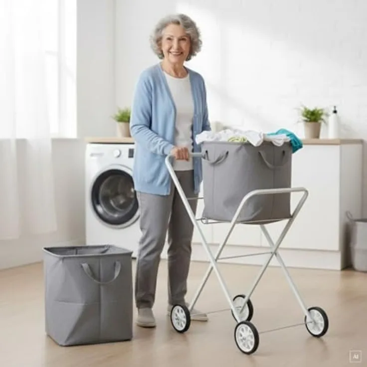 abc HOME Wäschekorb Wäschekorbwagen, Ablagefläche, Klappbar, Weiß, Metall, 92 cm H