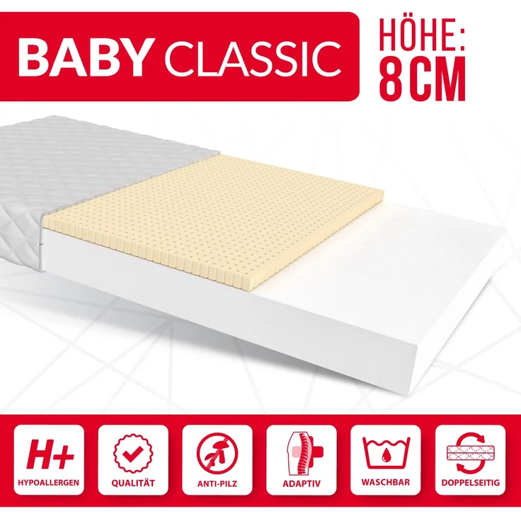 Matratze DREAM 90x200 cm Kaltschaum H2 H3 LATEX 11 cm Dino Bezug – Bild 4