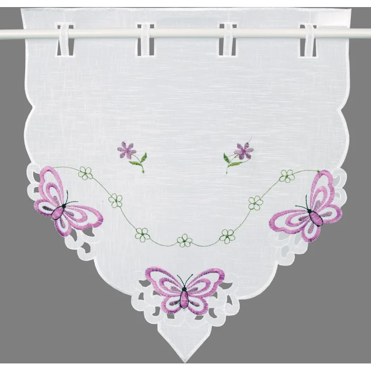 ARSVITA Fenstergardine mit Stickerei, Blumen oder Schmetterlingen bestickte 35x40cm Fensterbild, in vielen verschiedenen Designs verfügbar (Farbe: Violett - Lila) – Bild 6