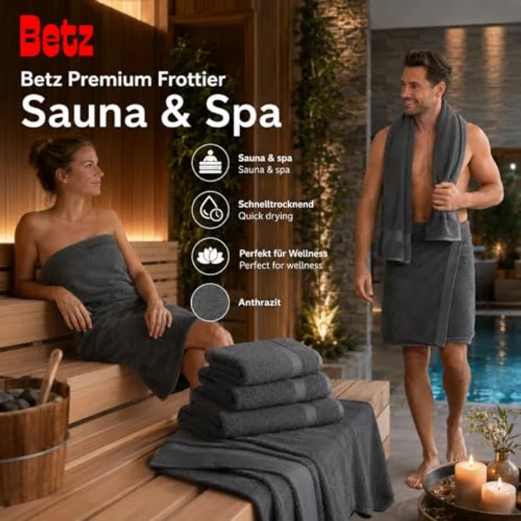 Betz Handtuch Set 5-TLG. Premium 1 Duschtuch 2 Handtücher 1 Gästetuch 1 Waschhandschuh, 100% Baumwolle – Bild 6