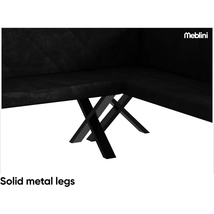 MEBLINI Eckbank für Esszimmer - Küchenbank - Essecke - Sitzecke Küche - ERIC - X-Beine 142x196x87cm Rechts - Graphit Samt – Bild 6