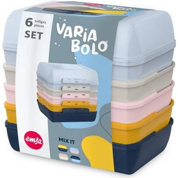 Emsa Lunchbox Variabolo, Polyprophylen (PP), (Set, 6-tlg), platzsparend, verschiedene Farbkombinationen, spülmaschinenfest – Bild 3