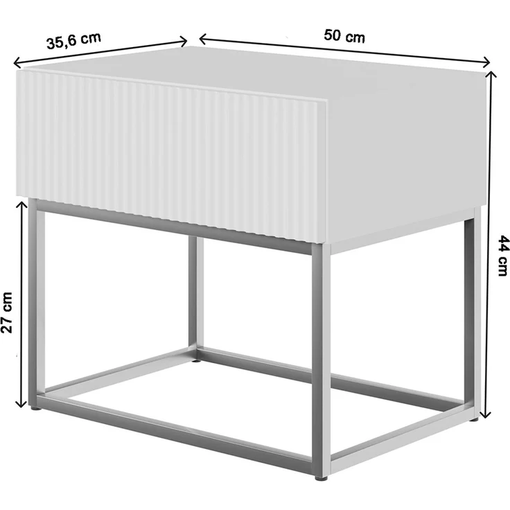 Selsey 'Veldio' Nachttisch mit Schublade, schwarz mit Metallgestell, ca. 44 x 50 x 36 cm – Bild 5