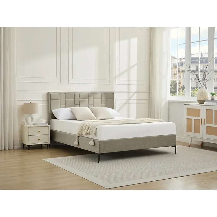 Vente-unique - HERMINE Bettkopfteil und Bettbrücke SamtStoff Schokoladenbraun - B 8 cm x H 110 cm x L 160 cm