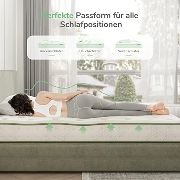 Novilla Matratze 150x200 Taschenfederkern Rollmatratze Härtegrad H2 H3 Tonnentaschenfederkernmatratze Höhe 18cm Mittelfest Atmungsaktiv Komfortmatratze – Bild 5