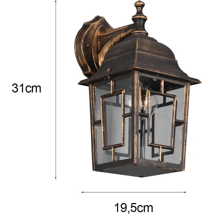 Antike LED Außenwandleuchte Laterne hängend Rostoptik, Höhe 30cm – Bild 4